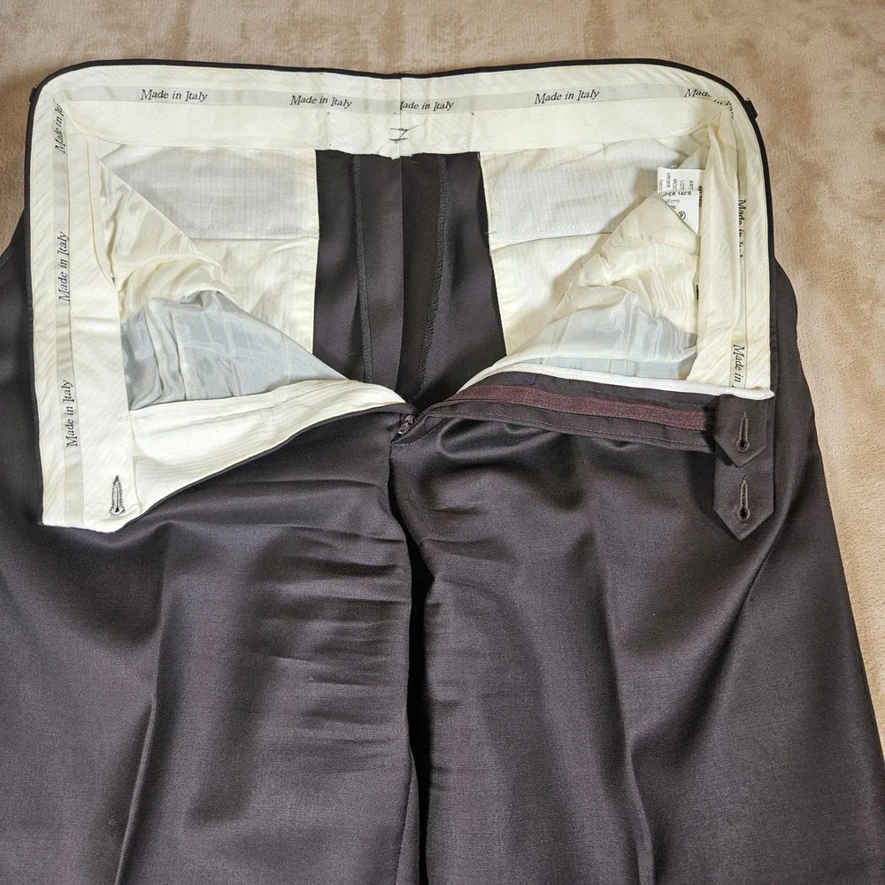 Giorgio Valentini Mens Suit 46L Dark Brown 100% Super 140s Wool Made in Italy